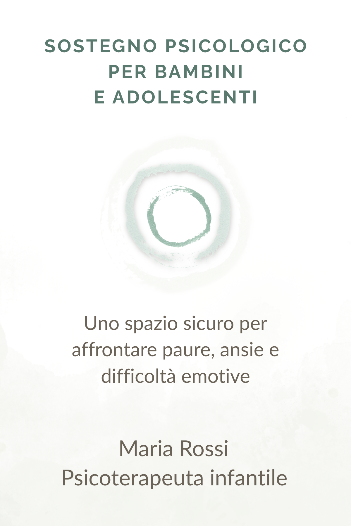 Esempio di fronte di biglietto da visita verticale per una psicoterapeuta infantile con breve frase descrittiva