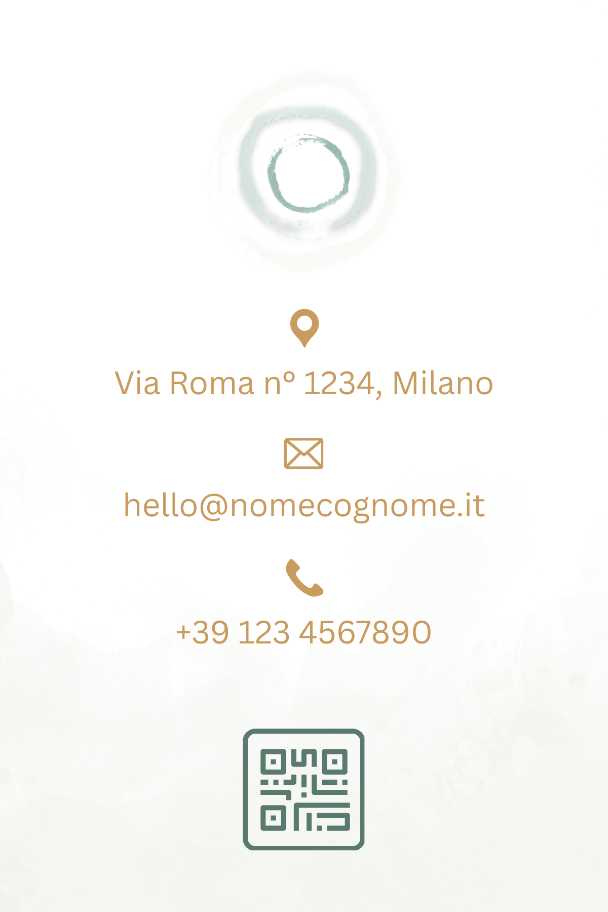 Esempio di retro di biglietto da visita verticale per una psicoterapeuta infantile con QR code