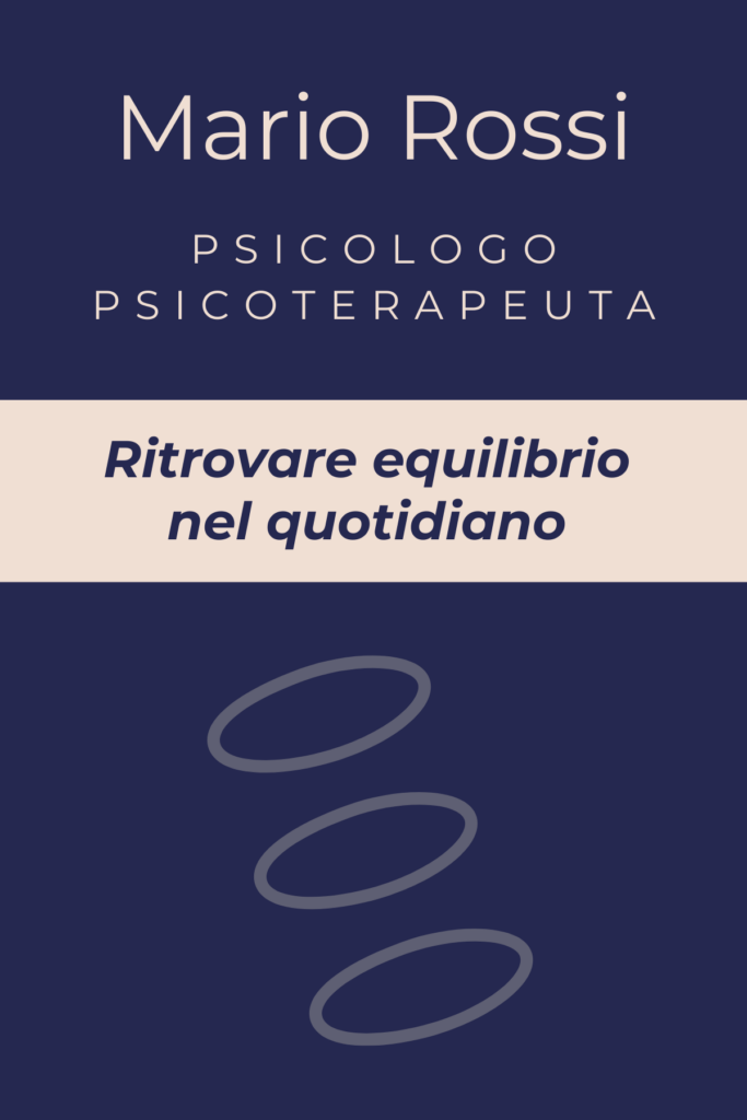 Esempio di fronte di biglietto da visita verticale per uno psicoterapeuta uomo con design minimalista